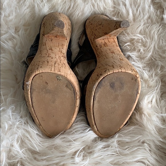 Bebe 2000’s Millennium Black Leather and Cork Heel Stilettos 5.5 - Picture 6 of 8